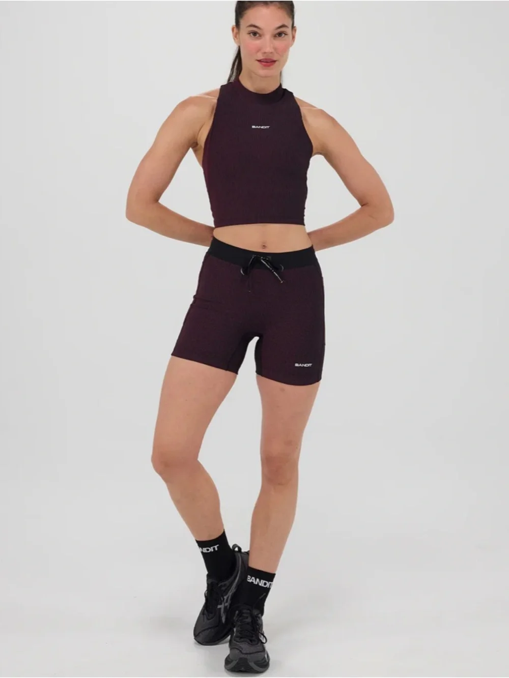 Bandit Striped Cadence 5” Compression Shorts - Black / Fig - Picture 6 of 10